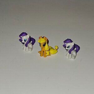 3 Mini MLP My Little Pony SMALL 1" Toy Figure Lot Rarity Applejack Cake Topper